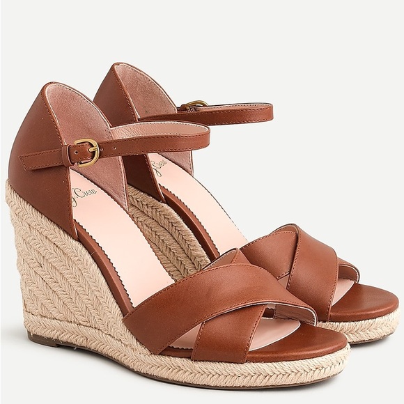 J. Crew Shoes - J.Crew Jute Wedge Espadrille Sandals in leather